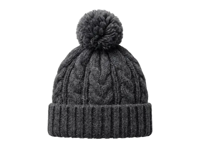 Dark Grey Winter Beanie With Pom Pom
