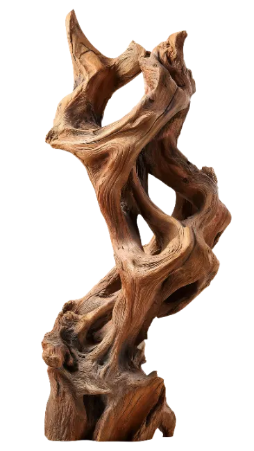 Decorated Brown Wooden Root Sculpture