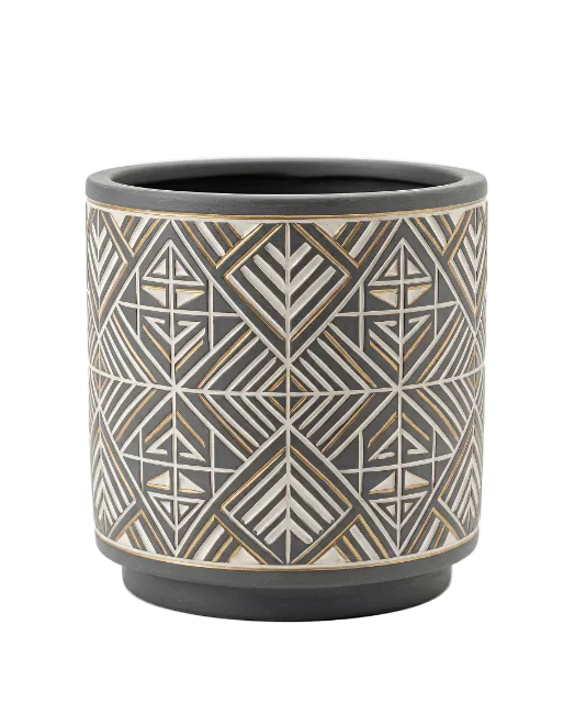 Decorative Geometric Pattern Ceramic Flower Pot