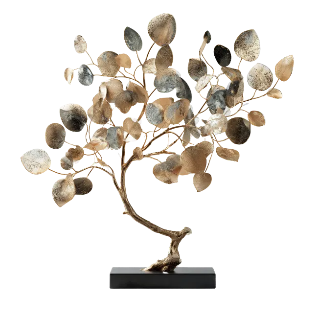Decorative Metal Tree Sculpture with Leaves