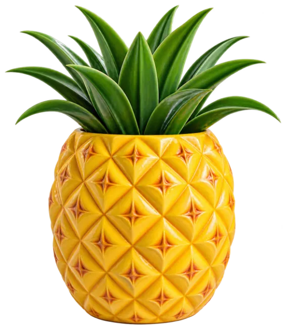 Decorative Pineapple Shaped Flower Pot with Green Leaves