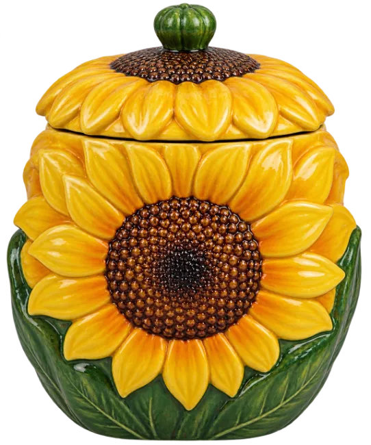 Decorative Sunflower Ceramic Cookie Jar