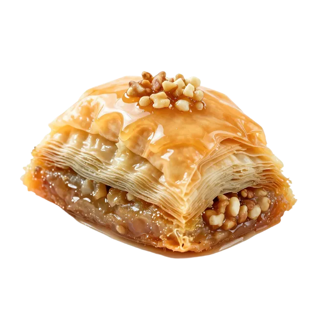 Delicious Baklava Piece with Honey and Walnuts