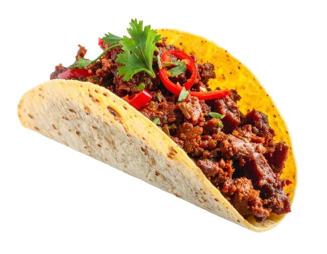 Delicious Beef Taco with Cilantro and Chili