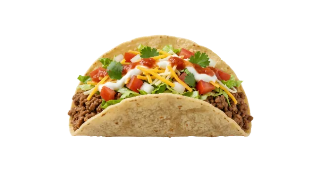 Delicious crunchy beef taco with fresh toppings