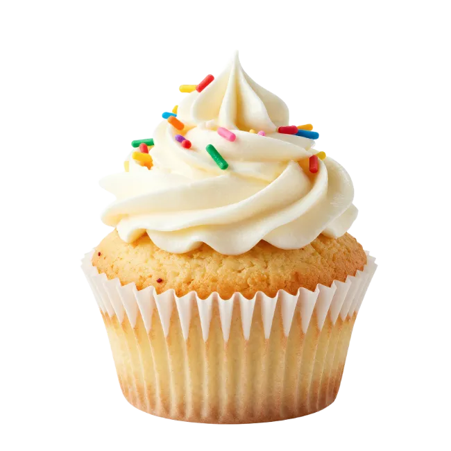 Delicious Cupcake with White Frosting and Sprinkles