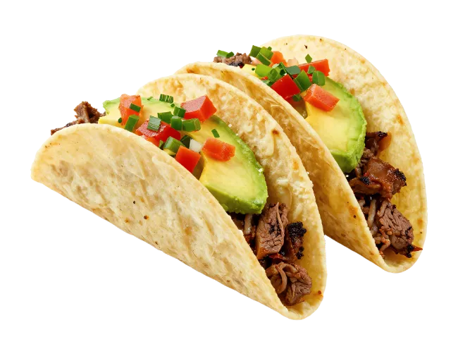 Delicious Grilled Meat Tacos with Avocado and Tomatoes