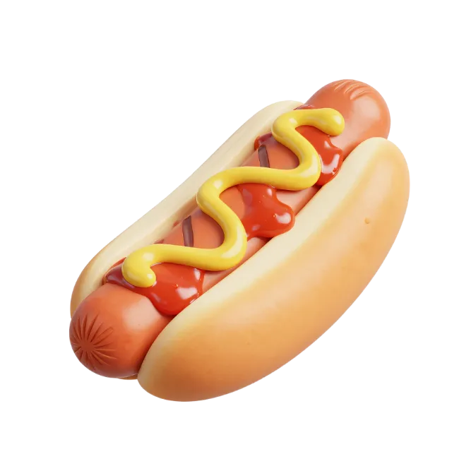 Delicious Hotdog with Mustard and Ketchup