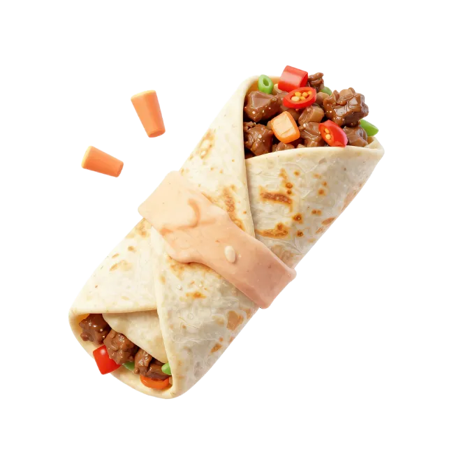 Delicious Meat Burrito Wrap with Vegetables