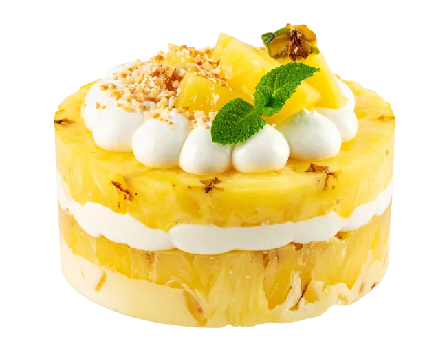 Delicious Pineapple Cake with Cream and Mint