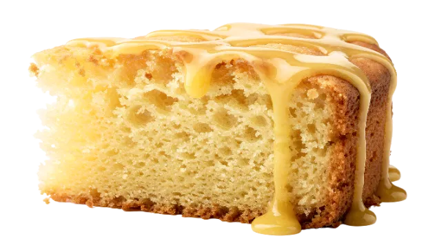Delicious Slice of Sponge Cake with Caramel Drizzle