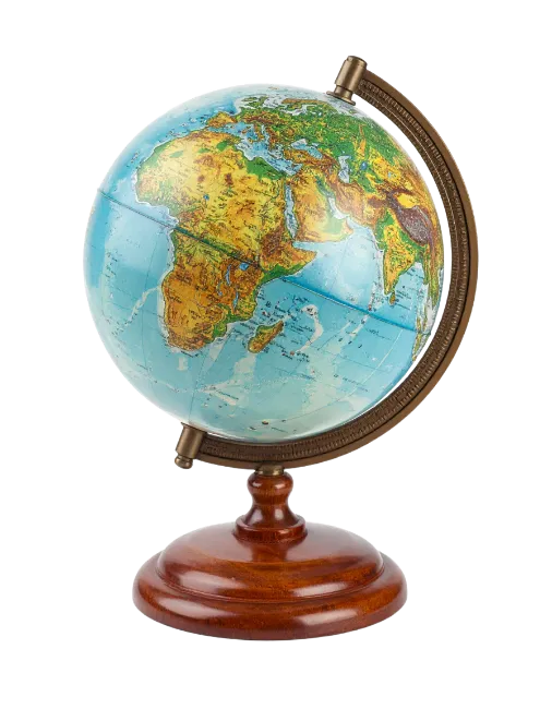 Desktop World Globe on Wooden Base