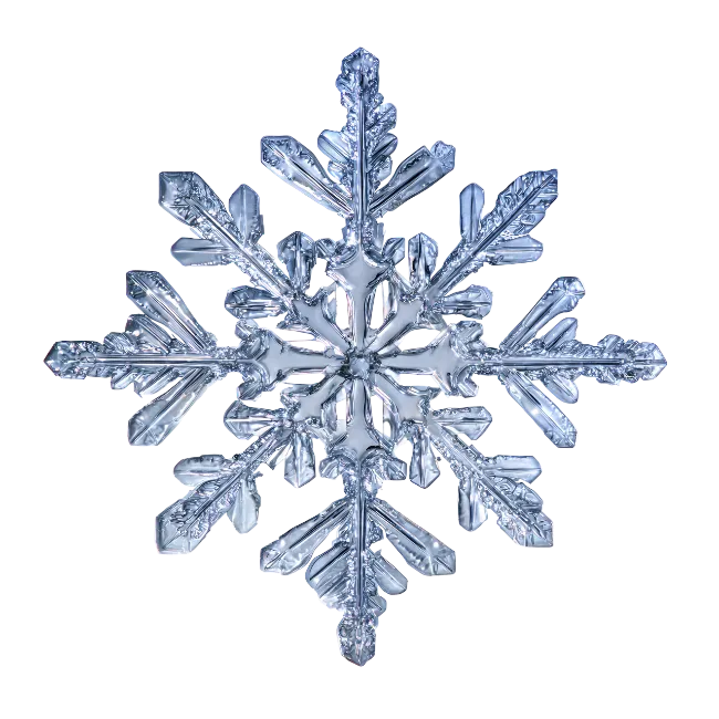Detailed Blue Crystal Snowflake Isolated