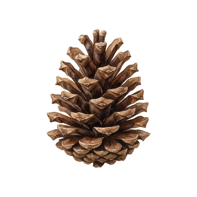 Detailed brown watercolor pinecone illustration