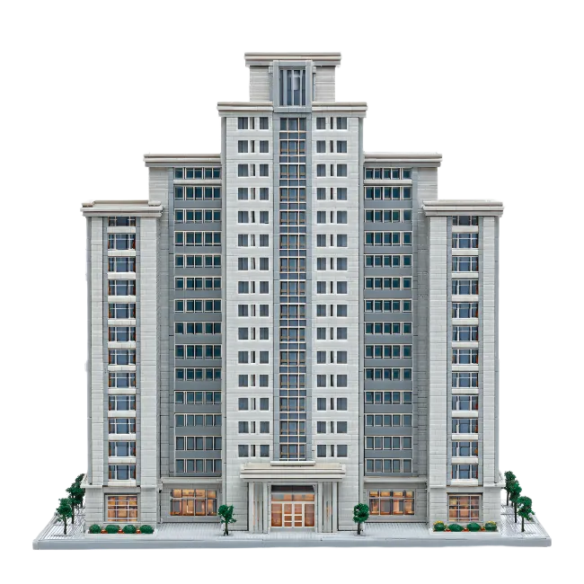 Detailed model of a modern skyscraper building