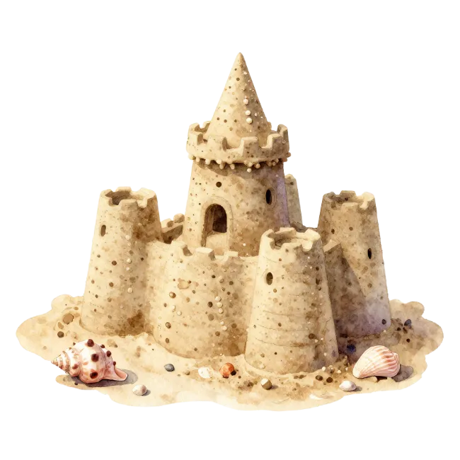 Detailed Sandcastle on Beach Sand