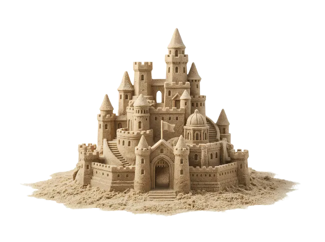 Detailed Sandcastle Sculpture with Towers