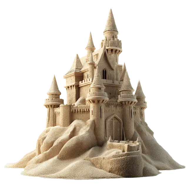 Detailed Sandcastle Sculpture with Towers and Turrets
