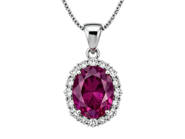 Diamond and Ruby Pendant Necklace