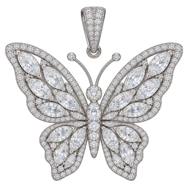Diamond Butterfly Pendant Jewelry