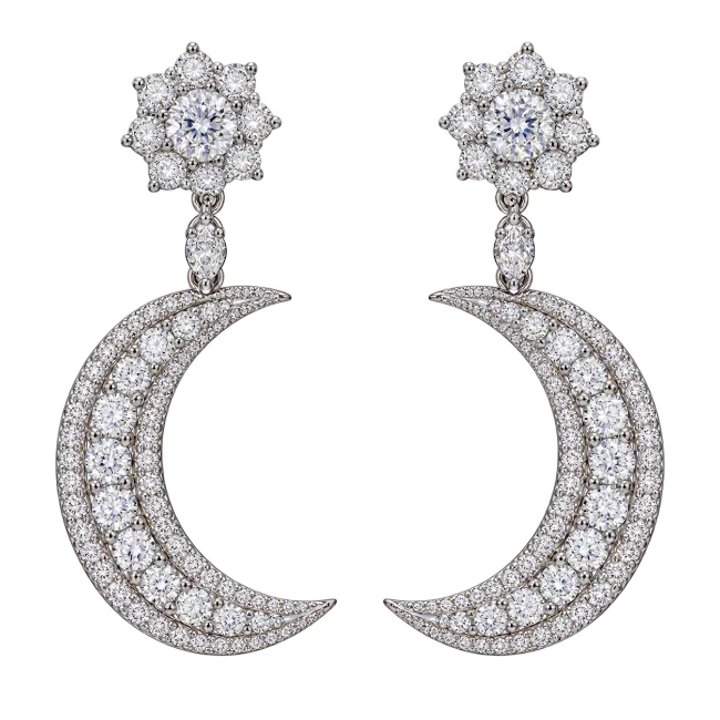 Diamond Crescent Moon Earrings
