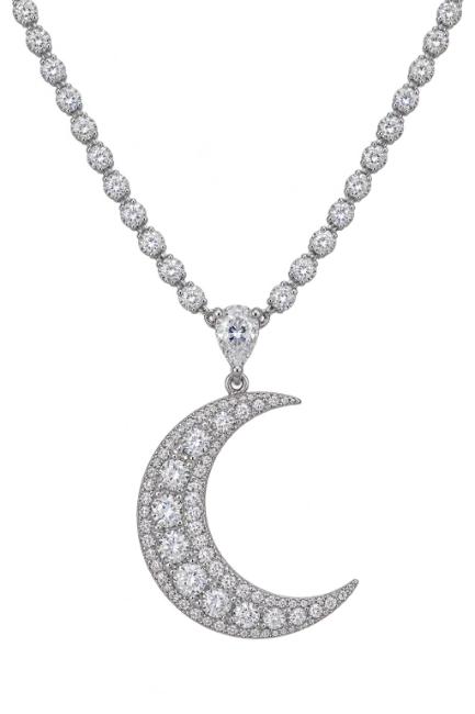 Diamond Crescent Moon Pendant Necklace