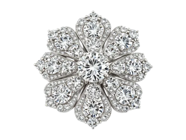 Diamond Floral Brooch Jewellery