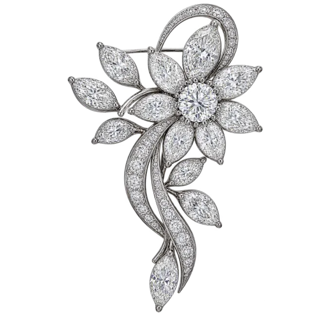 Diamond Flower Brooch