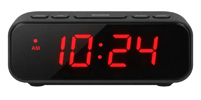Digital alarm clock with red led display