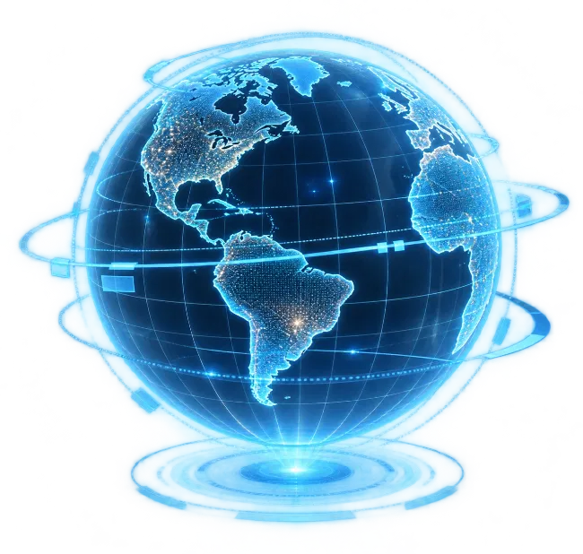 Digital Blue Globe Hologram World Map