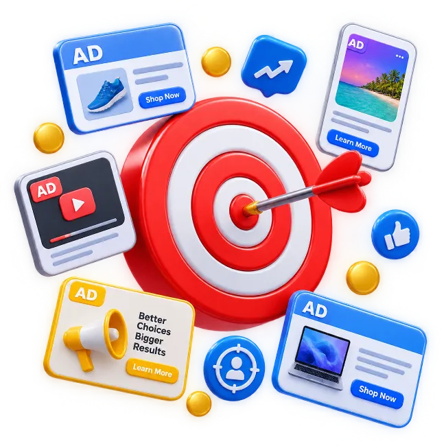 Digital Marketing and Targeted Advertising 3D Concept