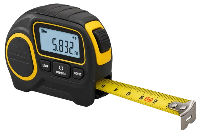 Digital Tape Measure with Yellow Blade