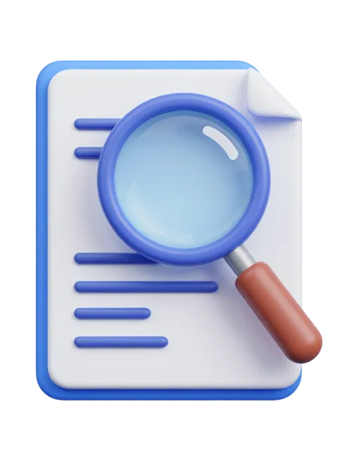 Document with magnifying glass 3D icon