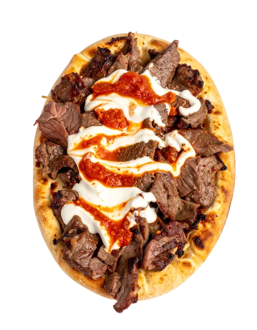 Doner Kebab Flatbread with Meat and Sauce