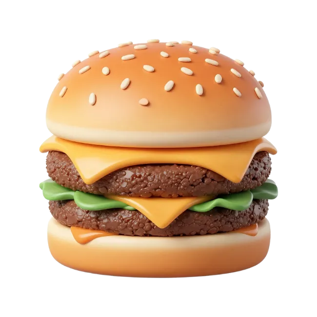 Double Cheeseburger 3D Rendering