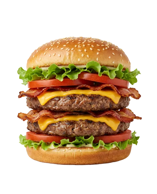 Double Cheeseburger with Bacon and Lettuce