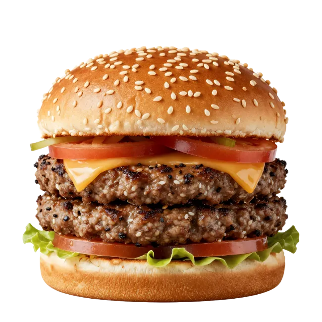 Double Cheeseburger with Lettuce and Tomato