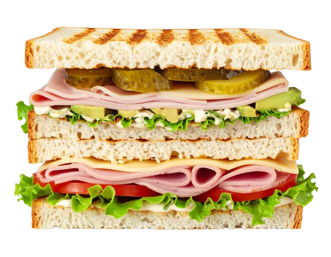 Double Decker Club Sandwich with Ham and Cheese