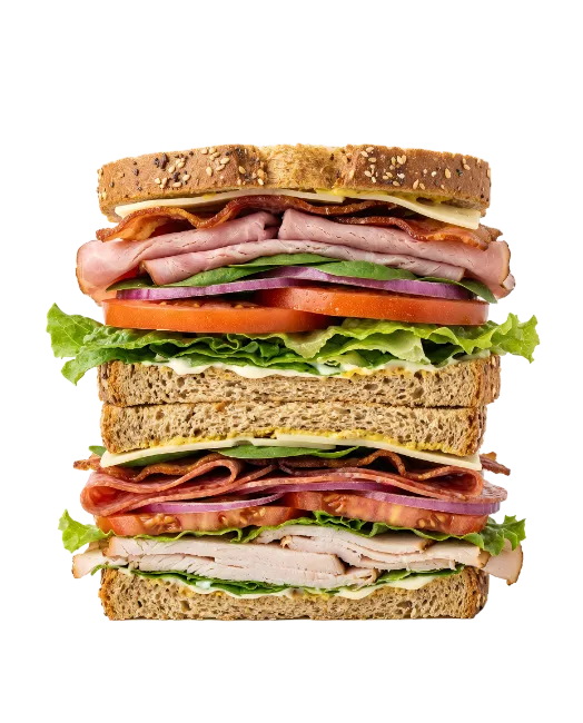 Double Decker Club Sandwich with Ham and Cheese
