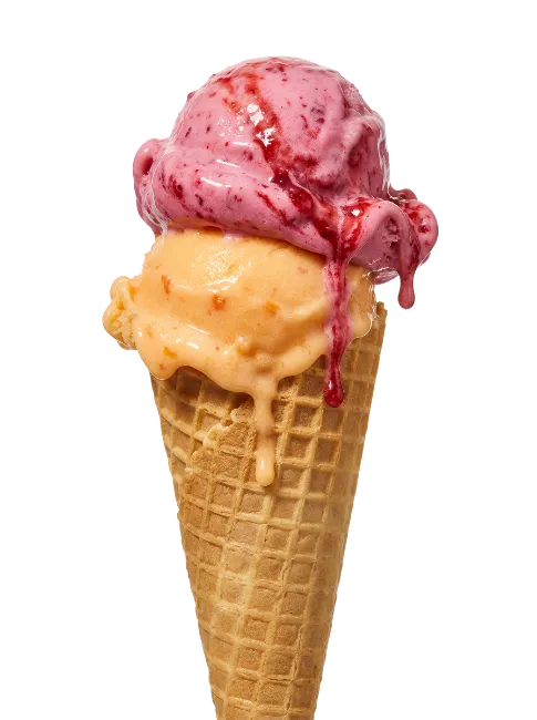 Double Scoop Ice Cream Cone with Berry Drizzle