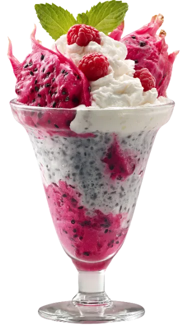 Dragon Fruit Parfait in Glass Bowl