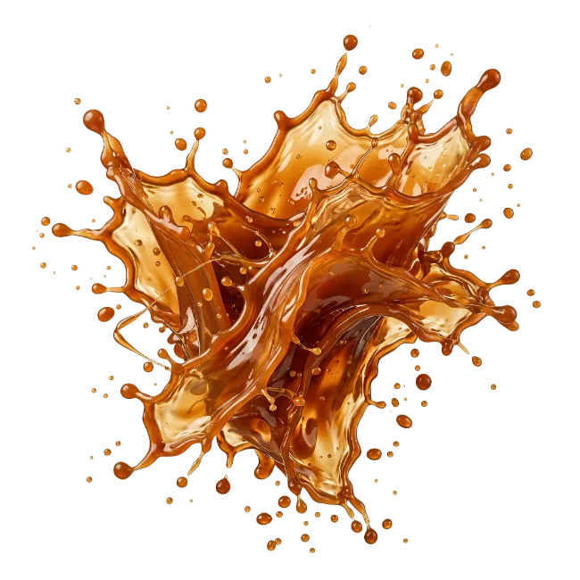 Dynamic Caramel Liquid Splash Isolated on Black
