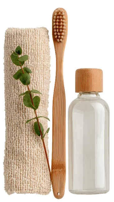 Eco Friendly Bamboo Toothbrush And Bottle Set