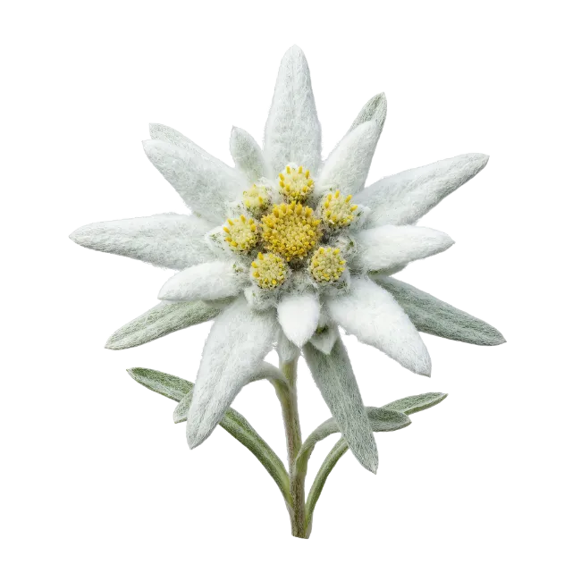 Edelweiss flower plant on black background