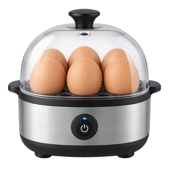Electric Egg Cooker with Six Brown Eggs