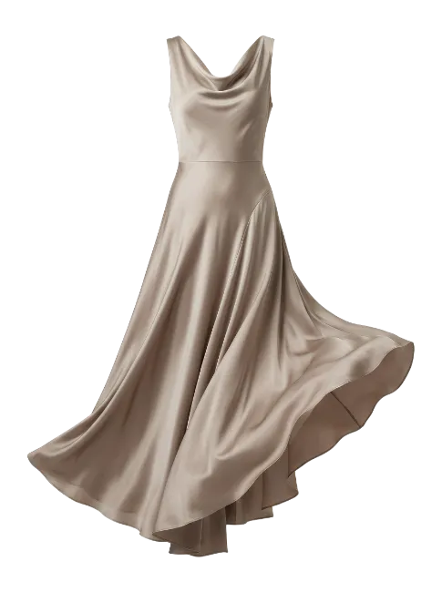 Elegant Champagne Silk Evening Dress
