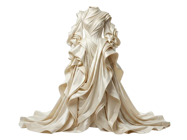 Elegant Cream Wedding Gown with Ruffles