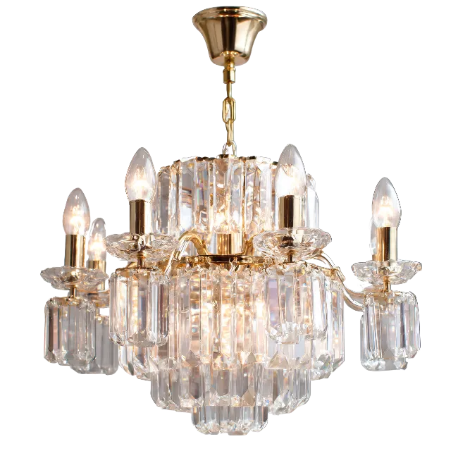 Elegant Crystal Chandelier with Gold Accents