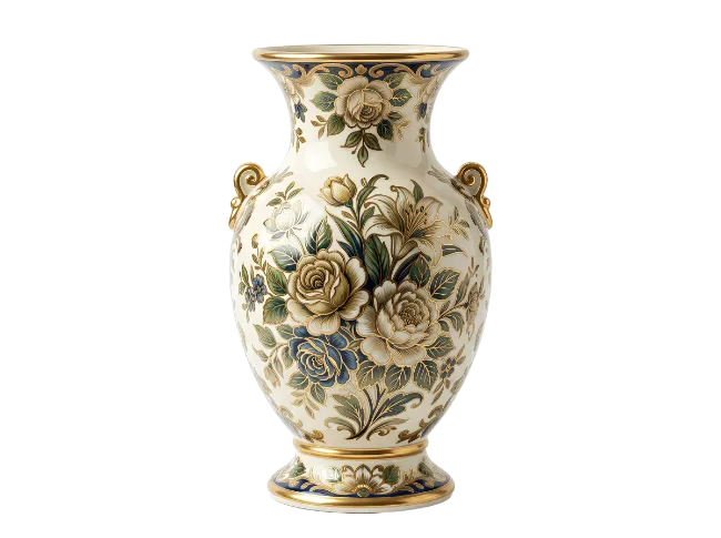 Elegant Decorative Ceramic Vase with Floral Patterns