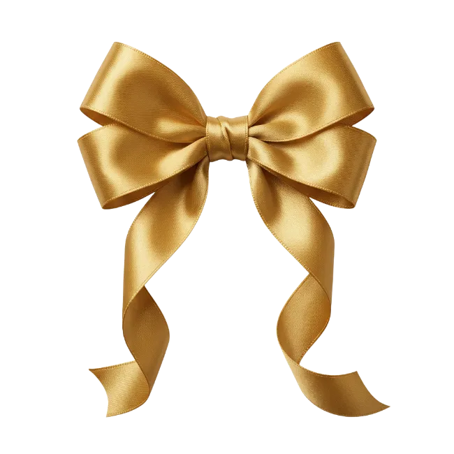 Elegant Gold Satin Ribbon Bow